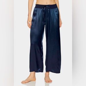 Satin Ankle Pant With Rib Waistband And Adjustable Drawstring